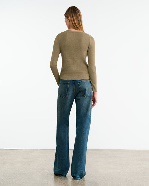 NARI SILK CARDIGAN IN MILITARY GREEN