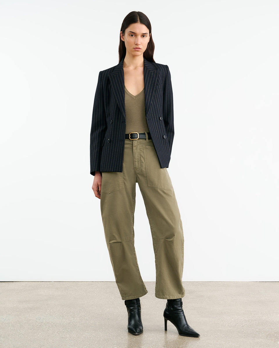 IVEY SILK HALTER IN MILITARY GREEN