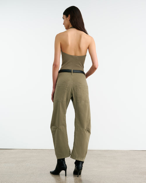 IVEY SILK HALTER IN MILITARY GREEN
