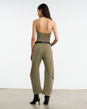 IVEY SILK HALTER IN MILITARY GREEN