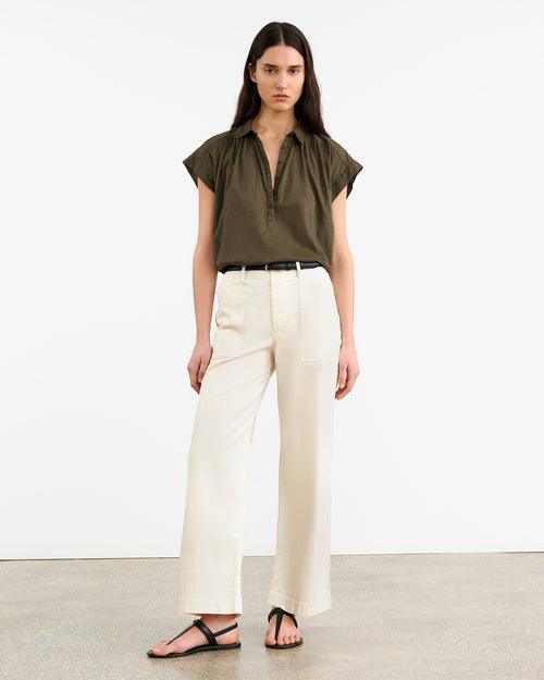 NORMANDY BLOUSE IN OLIVE GREEN