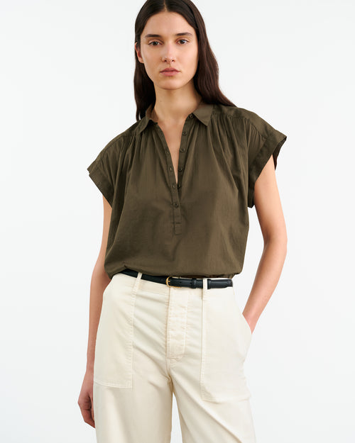 NORMANDY BLOUSE IN OLIVE GREEN