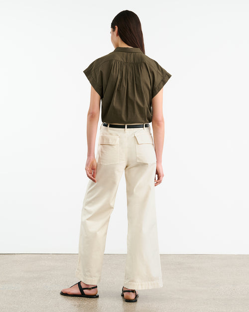 NORMANDY BLOUSE IN OLIVE GREEN