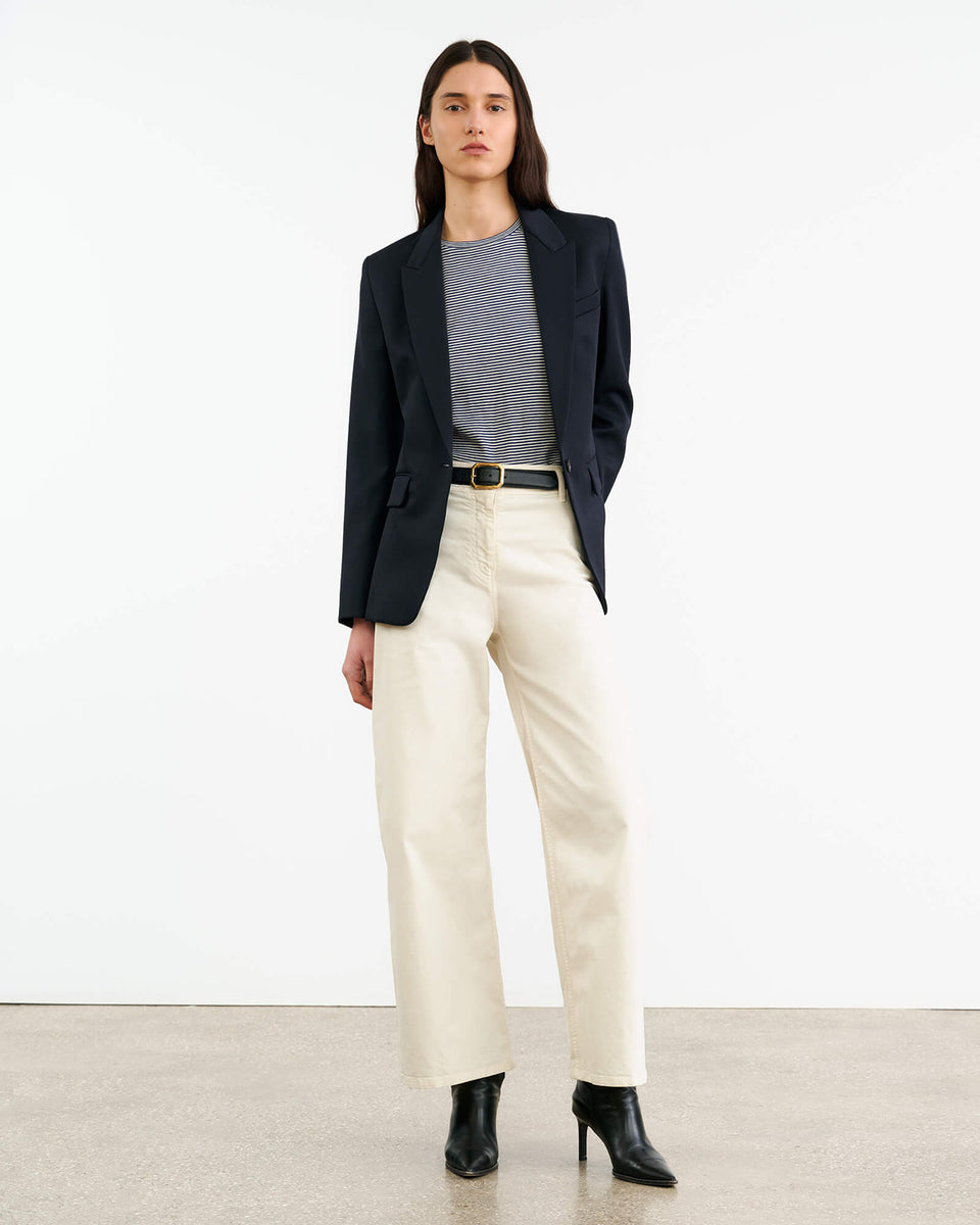 LANA TEE IN IVORY/NAVY STRIPE