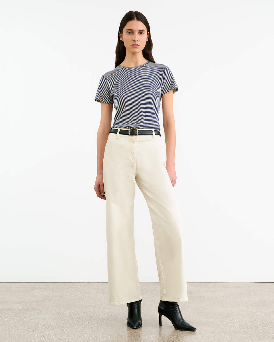 LANA TEE IN IVORY/NAVY STRIPE