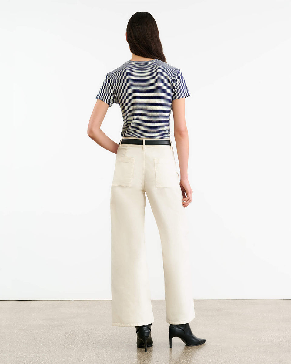 LANA TEE IN IVORY/NAVY STRIPE