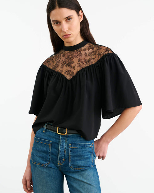 LUCIE SILK BLOUSE IN BLACK