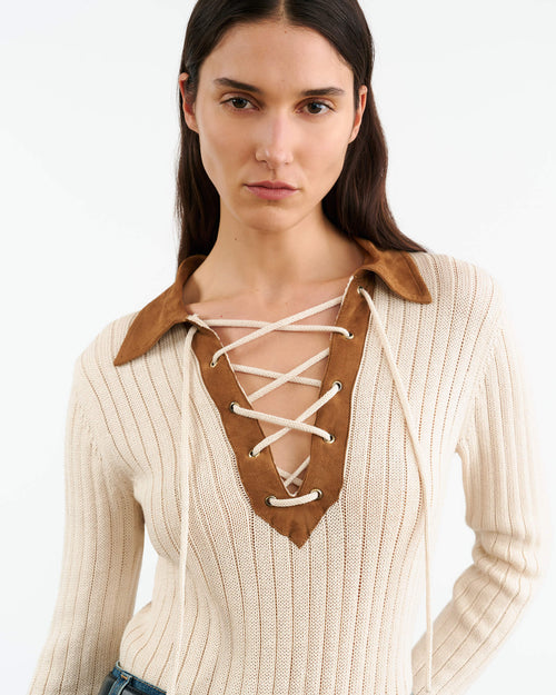 JUANA SWEATER IN OFF WHITE/FAWN