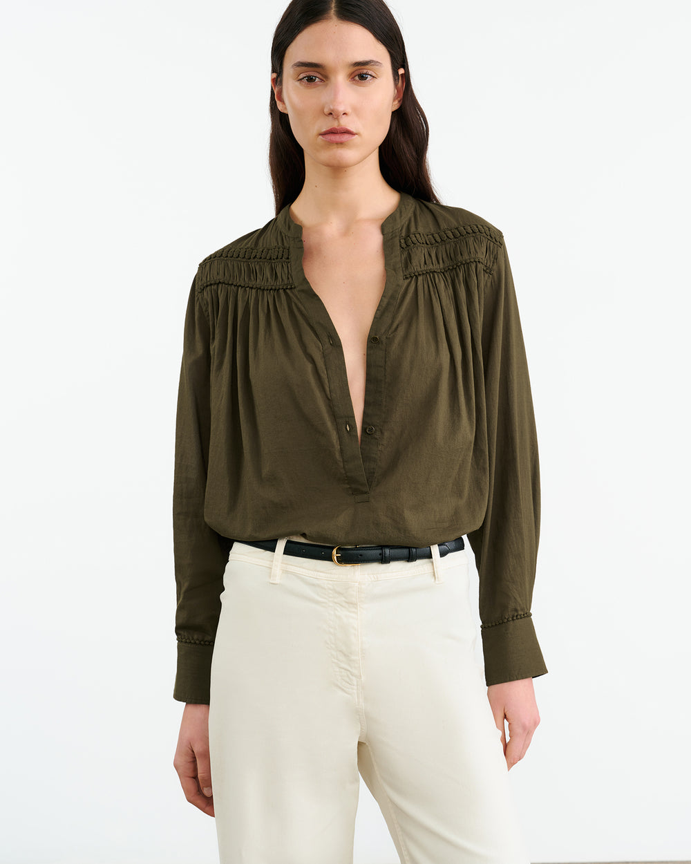 CLARYS TOP IN OLIVE GREEN