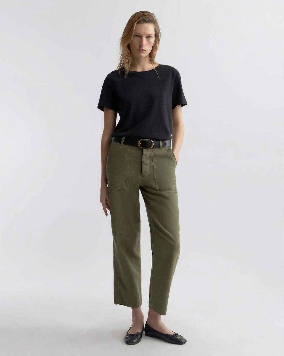 EARL COTTON PANT IN OLIVE FATIGUE