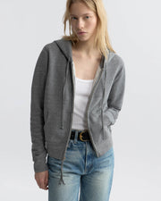 CALLIE ZIP UP HOODIE IN HEATHER GREY