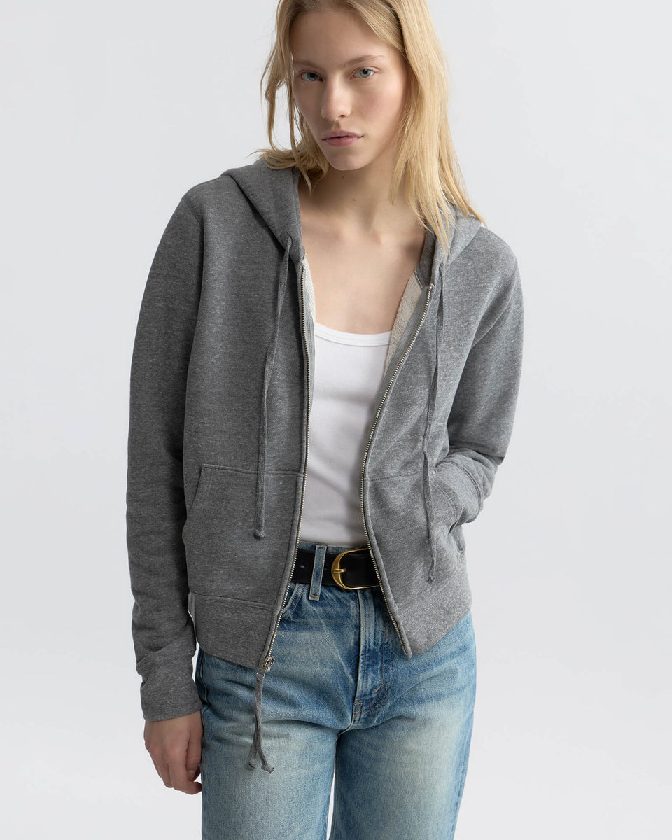 CALLIE ZIP UP HOODIE IN HEATHER GREY