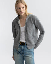 CALLIE ZIP UP HOODIE IN HEATHER GREY