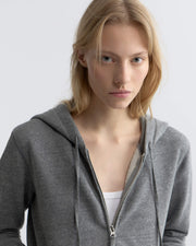 CALLIE ZIP UP HOODIE IN HEATHER GREY