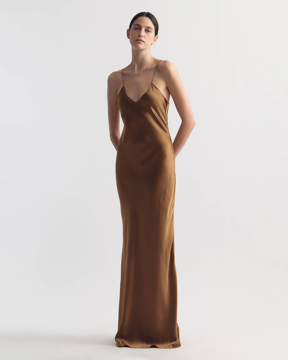 Nili Lotan Women's Cami Silk Gown Amber Glaze, L