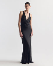 ALINE SILK GOWN IN BLACK