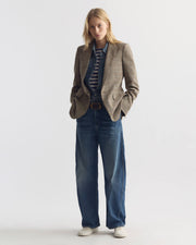 ANABEL TAILORED BLAZER IN GREY / OCHRE CHECK