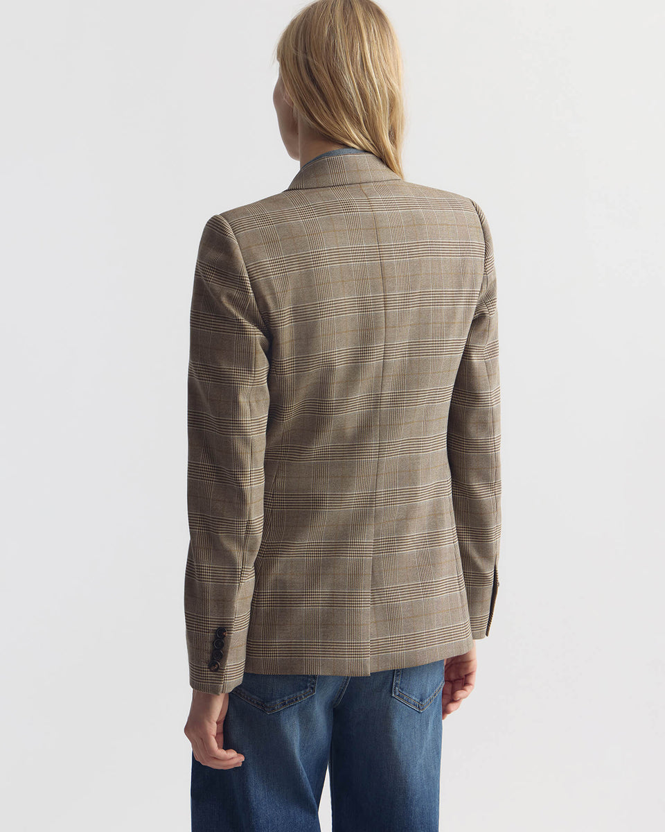 ANABEL TAILORED BLAZER IN GREY / OCHRE CHECK