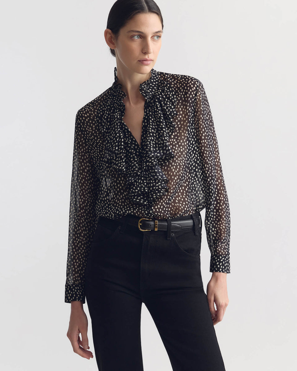 LILY SILK BLOUSE IN WILD DOT