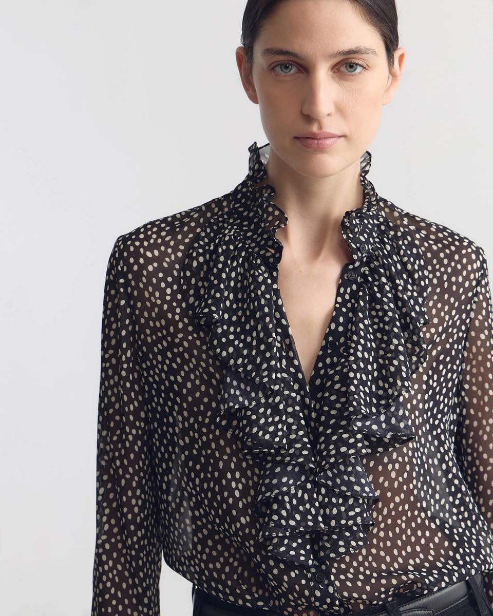 LILY SILK BLOUSE IN WILD DOT