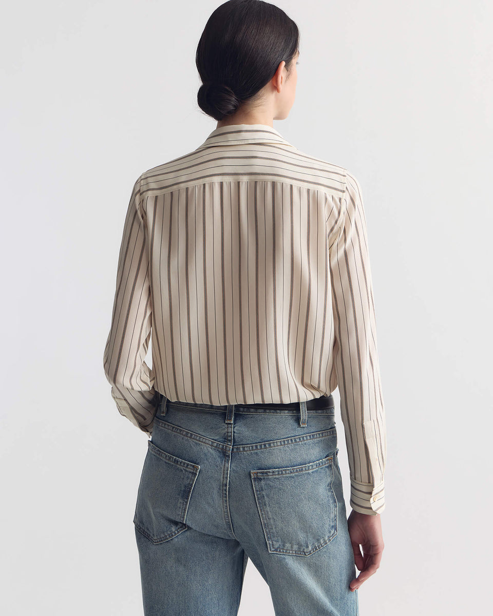 GAIA SILK SHIRT IN BRANDY STRIPE