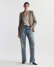 GAIA SILK SHIRT IN BRANDY STRIPE