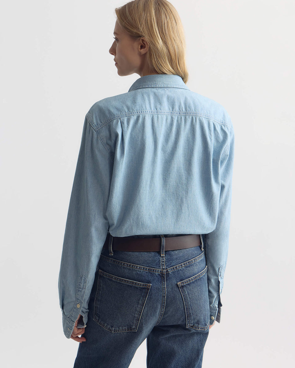 DAVINA DENIM SHIRT IN INDIGO CHAMBRAY WASH