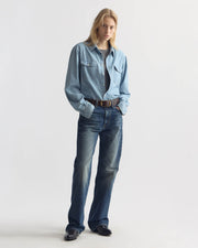 DAVINA DENIM SHIRT IN INDIGO CHAMBRAY WASH