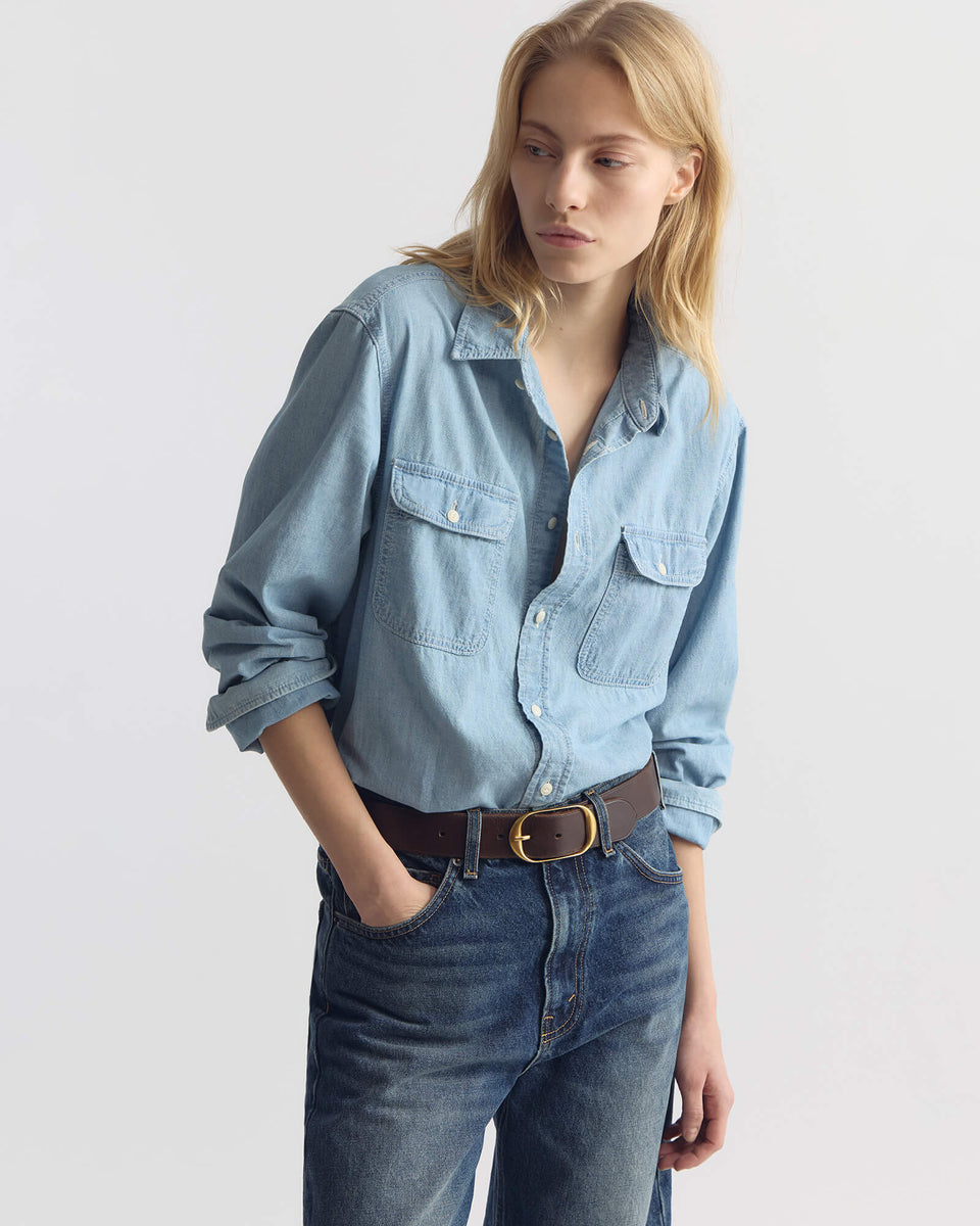 DAVINA DENIM SHIRT IN INDIGO CHAMBRAY WASH