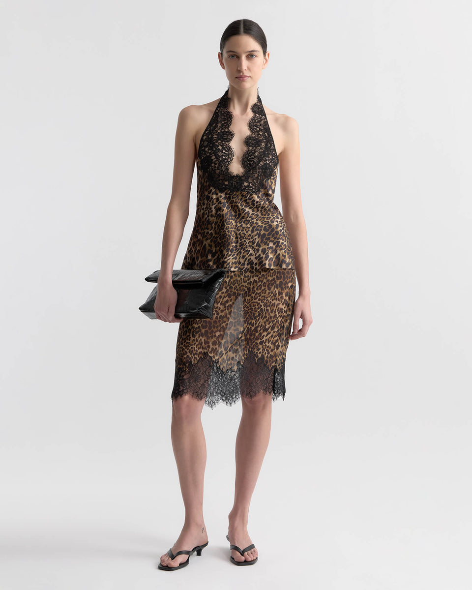 THEA LACE SILK SKIRT IN VINTAGE LEOPARD PRINT