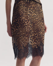 THEA LACE SILK SKIRT IN VINTAGE LEOPARD PRINT