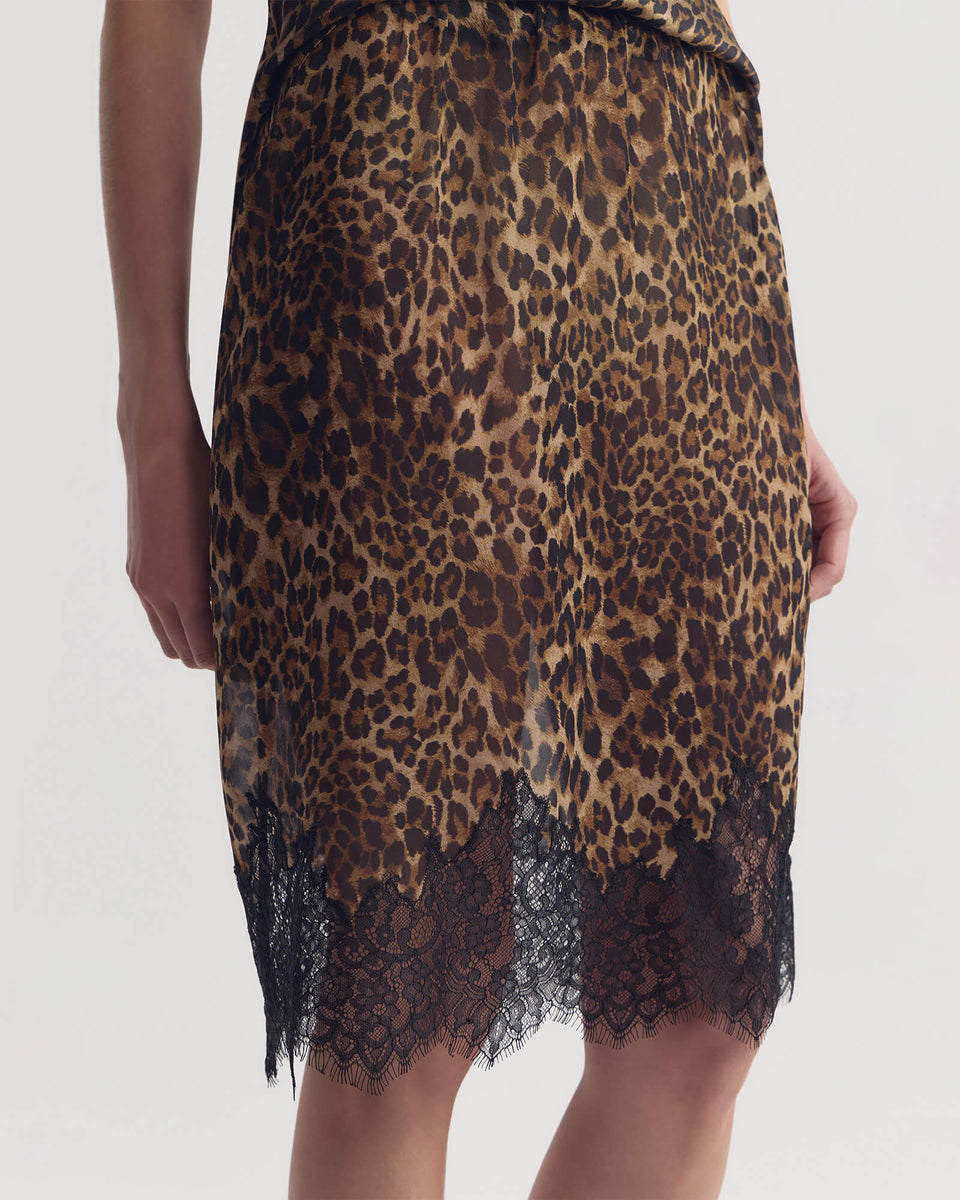 THEA LACE SILK SKIRT IN VINTAGE LEOPARD PRINT