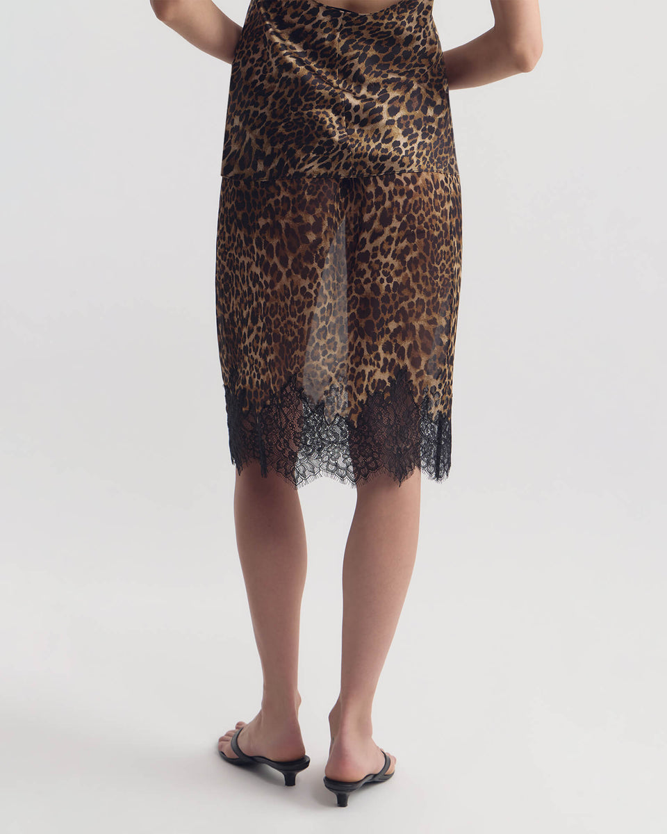 THEA LACE SILK SKIRT IN VINTAGE LEOPARD PRINT
