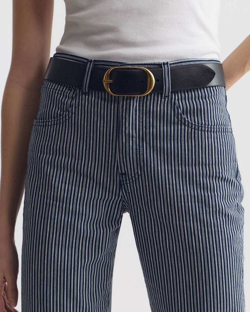 CELIA STRIPED JEAN IN RAILROAD STRIPE RINSE