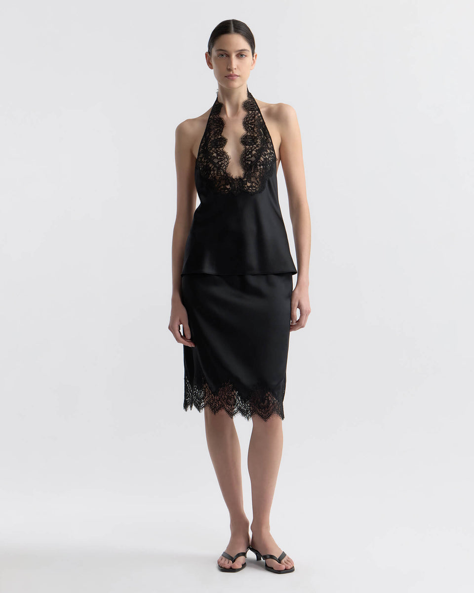 THEA LACE SILK SKIRT IN BLACK