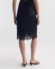 THEA LACE SILK SKIRT IN BLACK