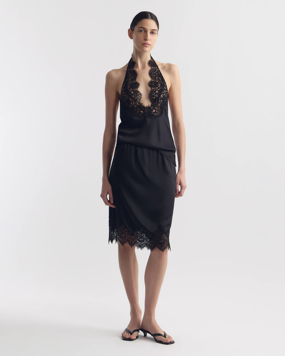 THEA LACE SILK SKIRT IN BLACK
