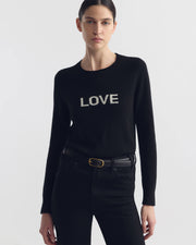 SILVIE IN LOVE CASHMERE SWEATER IN BLACK/IVORY