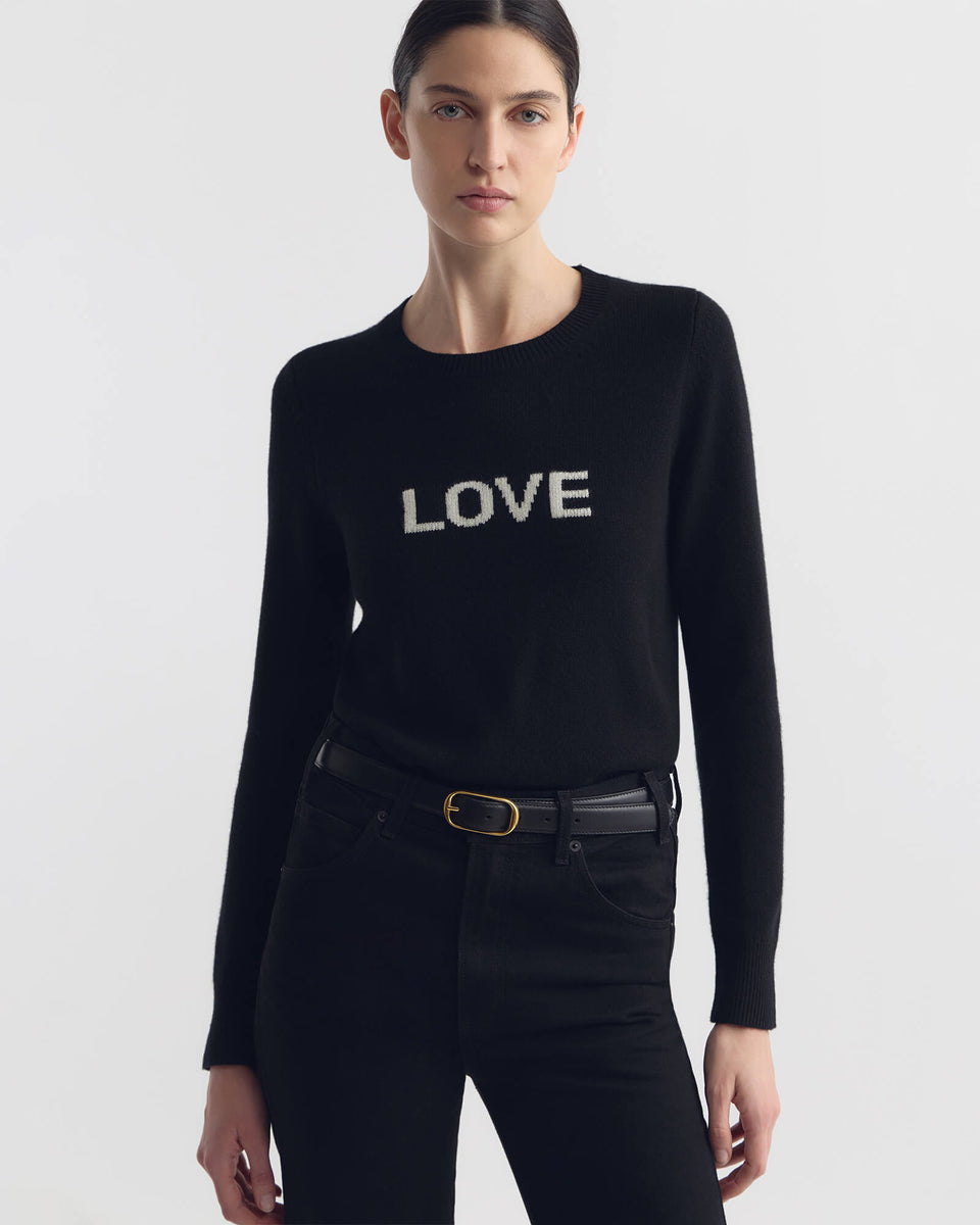 SILVIE IN LOVE CASHMERE SWEATER IN BLACK/IVORY