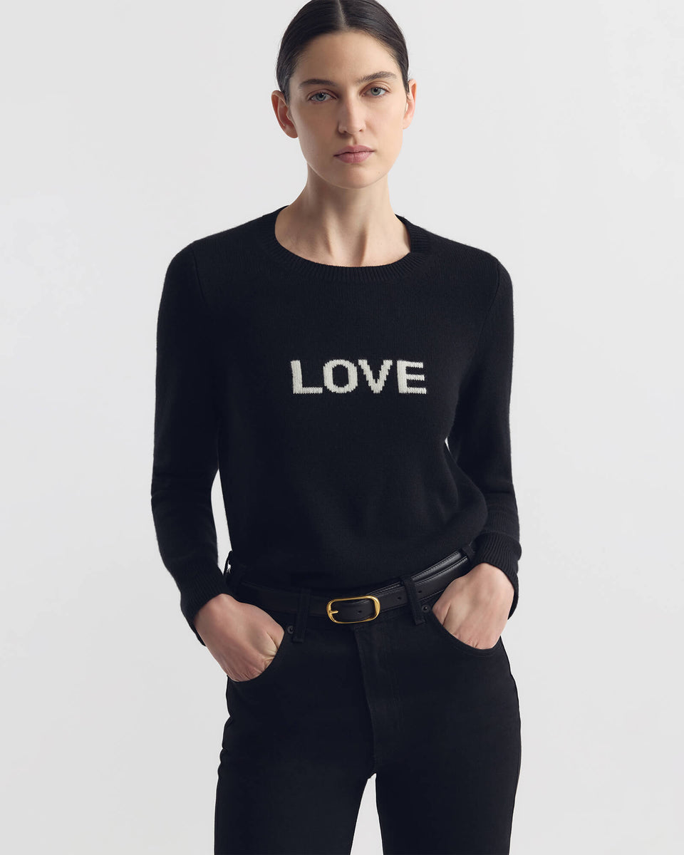 SILVIE IN LOVE CASHMERE SWEATER IN BLACK/IVORY