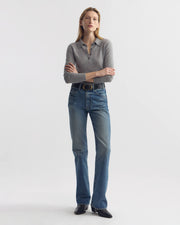 PRESCOTT SWEATER CASHMERE POLO IN HEATHER GREY