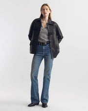 PRESCOTT SWEATER CASHMERE POLO IN HEATHER GREY