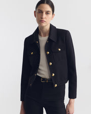 EDNA CROPPED WOOL JACKET IN BLACK