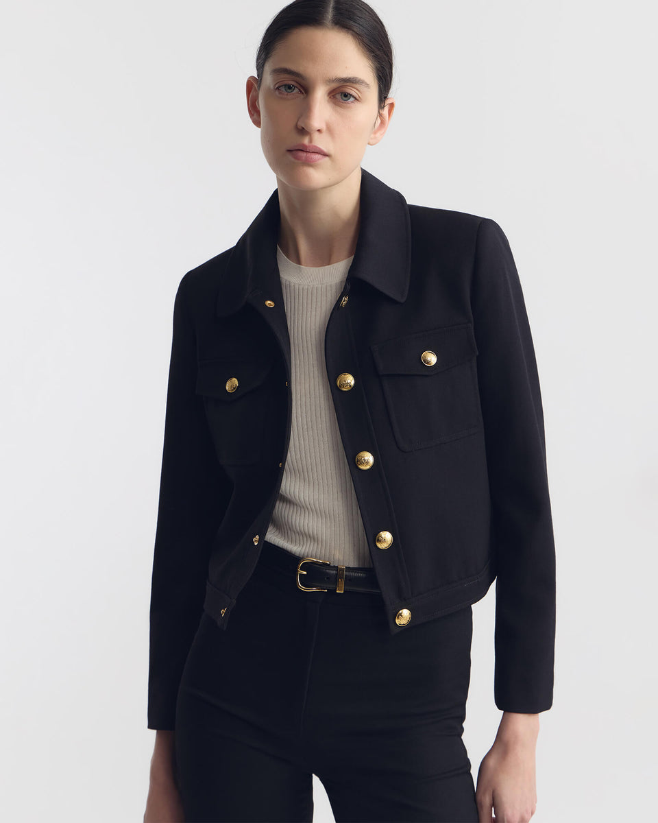 EDNA CROPPED WOOL JACKET IN BLACK