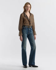 CECILY SILK SHIRT IN KHAKI PAISLEY