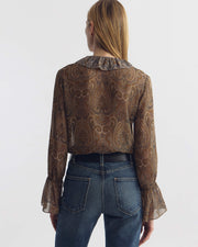 CECILY SILK SHIRT IN KHAKI PAISLEY