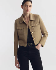 EDNA CROPPED WOOL JACKET IN BRITISH KHAKI