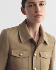 EDNA CROPPED WOOL JACKET IN BRITISH KHAKI