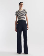 ALITA STRIPE CASHMERE SWEATER IN IVORY/DARK LAPIS STRIPE