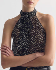 ALLA SILK HALTERNECK TOP IN WILD DOT